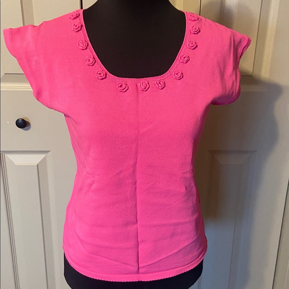 Andrea Viccaro Pink Sleeveless Knit Sweater Top Women's Size Large